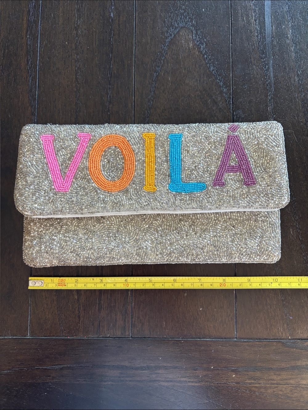 Beaded 'VOILÀ' Clutch WColorful Letters